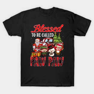 Blessed To Be Called Paw Paw Christmas Buffalo Plaid Truck T-Shirt